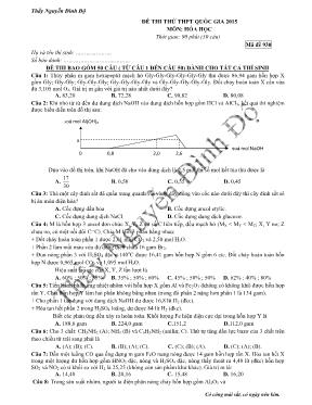 Đề thi thử THPT Quốc gia môn Hóa học năm 2015 - Mã đề 930 - Nguyễn Đình Độ